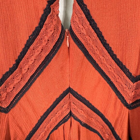 Maeve Anthropologie Desert Embroidered Jumpsuit Women's 2 Orange Wide Leg Crop - Picture 15 of 16